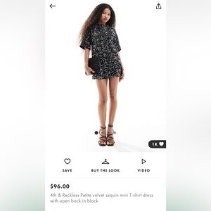 Black sequin petite T-shirt dress